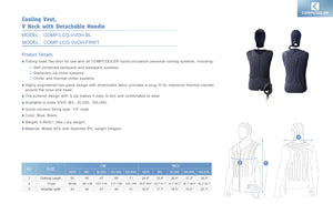 COMPCOOLER Motorcycle Riders Thermal Chiller System 12V DC with Detachable Hoodie V-Neck Vest