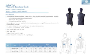 COMPCOOLER Motorcycle Riders Thermal Chiller System 12V DC with Detachable Hoodie V-Neck Vest